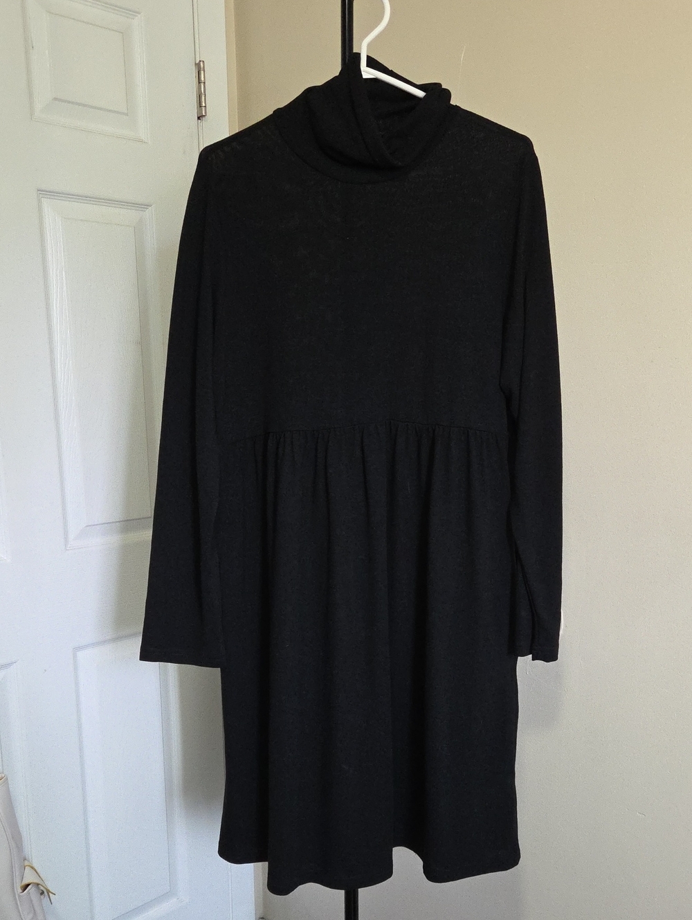 Suzanne Betro Plus Size Black Long Sleeve Turtleneck Dress
